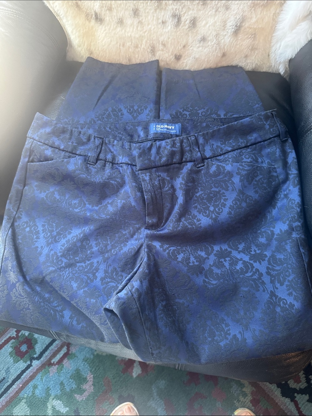 Old Navy Navy Blue Damask Jacquard Trousers